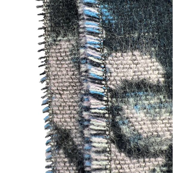 Steve Madden Blue Multi Floral Scarf Raw Edge Tassel L75" X W21"  Fringe 4" - Picture 6 of 12